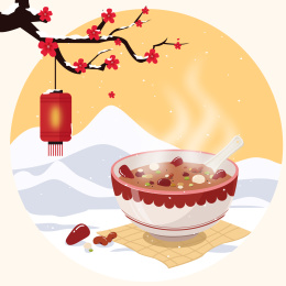 腊八矢量插画圆形背景素材设计