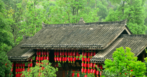 成都五凤溪古镇木门楼