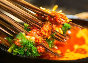 四川传统美食麻辣串串香麻辣火锅特写