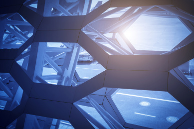 金融区钢结构建筑局部景观和现代办公楼玻璃幕墙