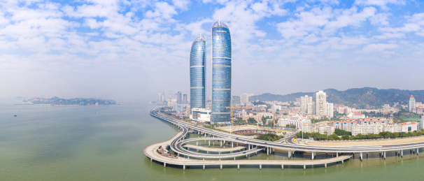 福建厦门市中心演武大桥航拍