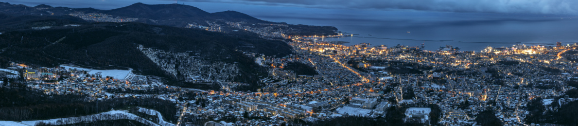 日本北海道札幌小樽夜景全景