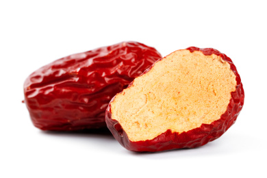 白底上放着二颗红枣