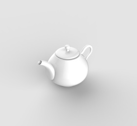 白色陶瓷茶壶茶具在简约背景上