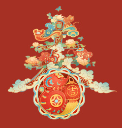 以春字为底的鼠年春节图案设计