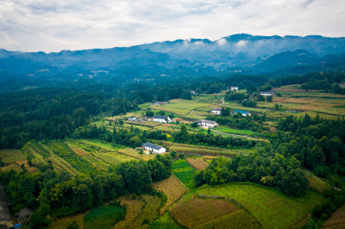 湖北高山乡村田野自然风光