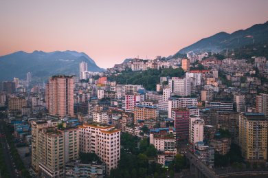 山城重庆彭水城市风光全景