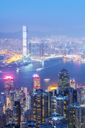 中国香港建筑景观夜景