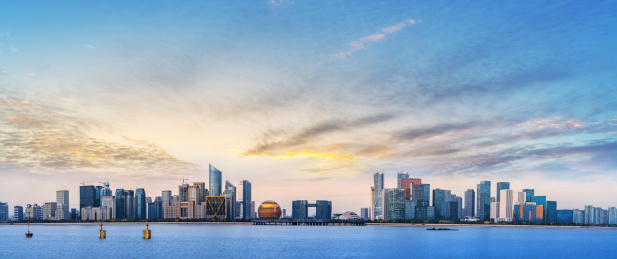 杭州金融区建筑景观和城市街道街景