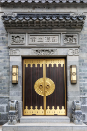 中式徽派别墅门，中国江苏省南京市老门东历史文化街区长乐渡