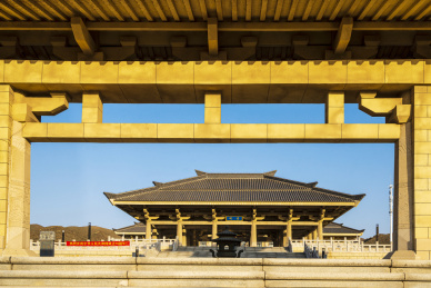 宁夏塞上明珠青铜峡黄河大峡谷青铜峡水利博览馆建筑风光