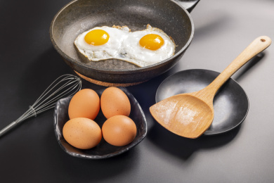 平底锅里的两颗煎蛋