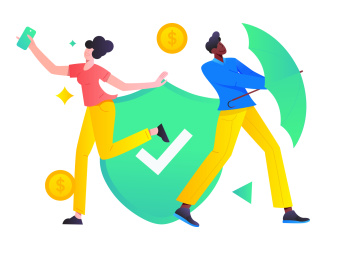 保护用户资产安全， 矢量扁平人物场景创意概念插画