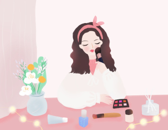 扁平化文艺清新的美丽少女插画