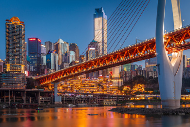 重庆洪崖洞景点和千厮门嘉陵江大桥夜景