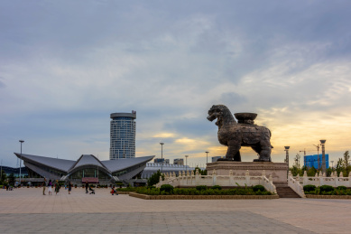 中国河北省沧州市狮城公园日暮