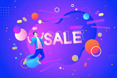 sale购物电商促销活动渐变矢量背景插画