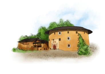 手绘中国福建土楼系列之如升楼
