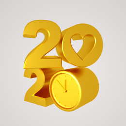 金色立体数字2020