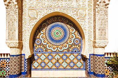 法国巴黎第五区著名古迹巴黎大清真寺内部精美的装饰造型