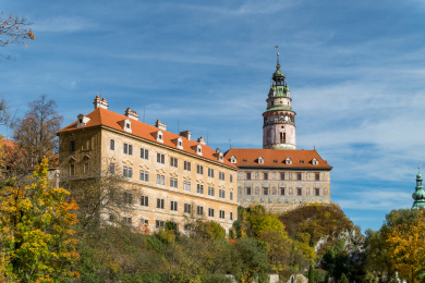 欧洲捷克克鲁姆洛夫城堡近景画面