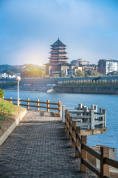 江西省景德镇市昌河滨江步道和昌南阁