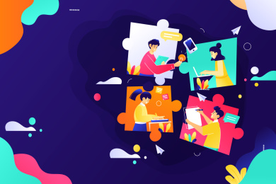 商务团队招聘工作效率职场办公背景矢量插画