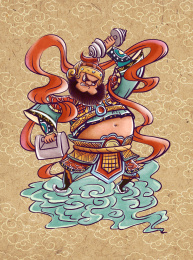 减肥健身门神——趣味国潮插画