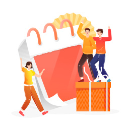 卡通2020鼠年新年日历礼品活动背景矢量插画