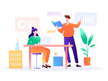 办公室里汇报工作的员工