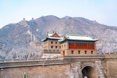 北京居庸关长城冬季雪景风光