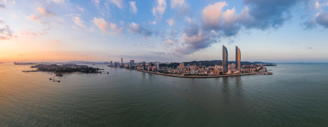 福建省厦门市航拍全景城市风光