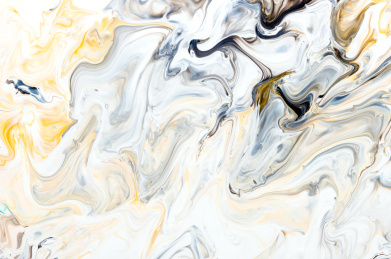 黑白黄混合颜料流体艺术,抽象的彩色背景墙纸纹理.