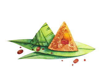 端午节粽子水彩手绘插画元素