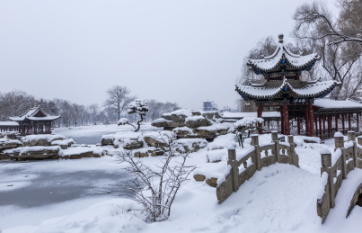 晋祠博物馆景区雪后风光