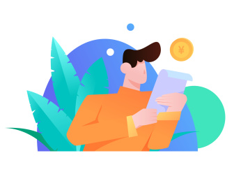 看信用卡账单的男子， 矢量扁平人物场景创意概念插画