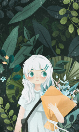 抱着一束花的小姑娘