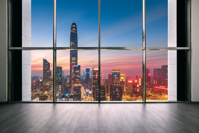 深圳福田CBD天际线和室内空间