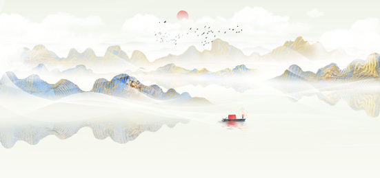 新中式抽象意境水墨山水风景画