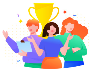 团队获得荣誉2， 矢量扁平人物场景创意概念插画