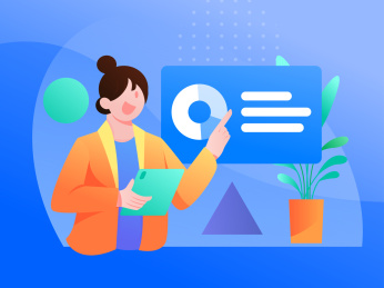 团队协作展示， 矢量扁平人物场景创意概念插画