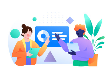 团队协作完成任务， 矢量扁平人物场景创意概念插画