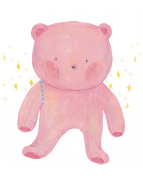 粉色情人节水彩插画小熊