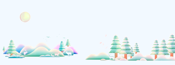 春天森林里的小鹿在山坡上玩耍插画背景