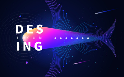 抽象线条粒子鲸鱼插画矢量海报