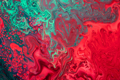 红绿混合颜料流体艺术,抽象的彩色背景墙纸纹理.