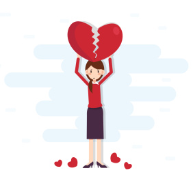 矢量商务职业女性女孩心碎了