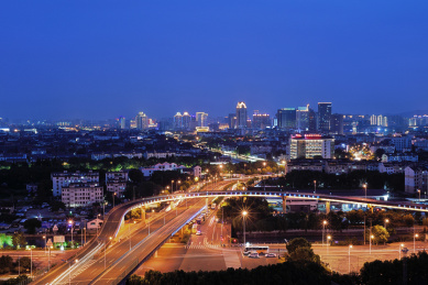 江苏苏州城市建筑风光夜景