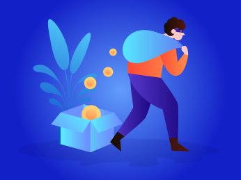 偷钱的小偷， 矢量扁平人物场景创意概念插画