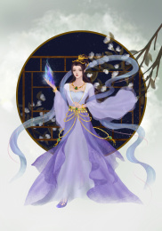 古风插画飘逸的紫衣仙女